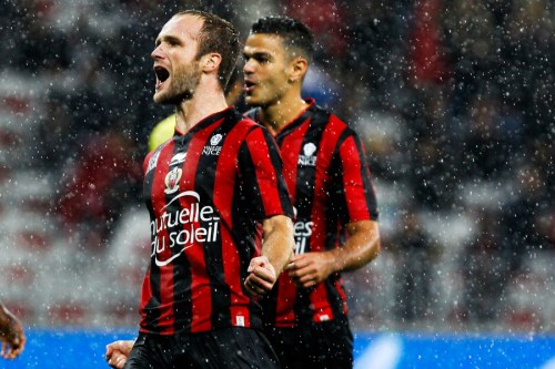 Joie NICE - Valere GERMAIN / Hatem BEN ARFA - 03.10.2015 - Nice / Nantes - 9eme journee de Ligue 1 Photo : Jean Christophe Magnenet / Icon Sport